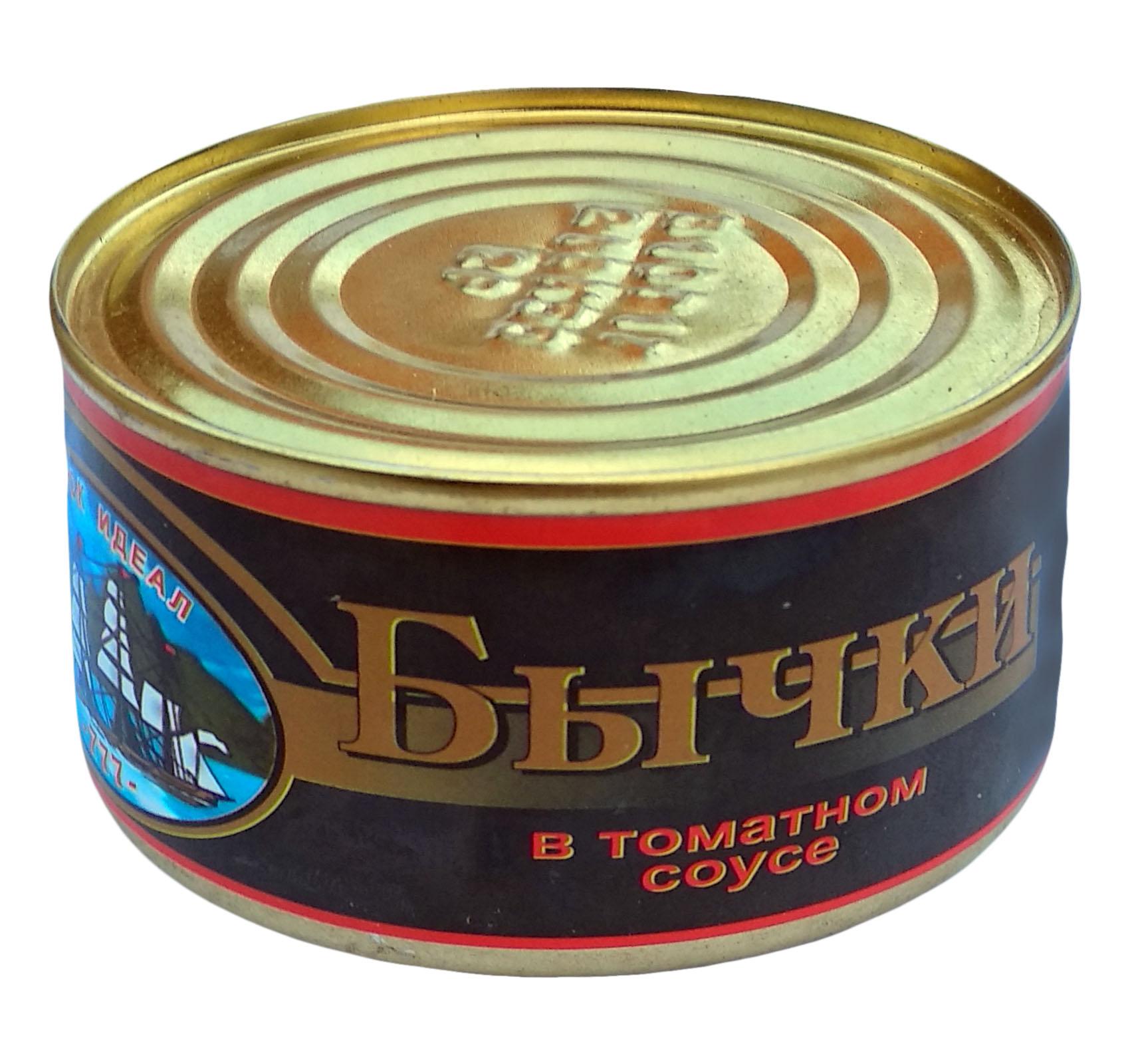 Бычки Исток идеал в томатном соусе 240 гр., ж/б