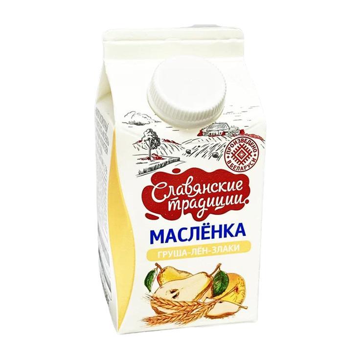 Напиток кисломолочный Маслёнка груша лён злаки 1,5% 500 гр., тетра-пак