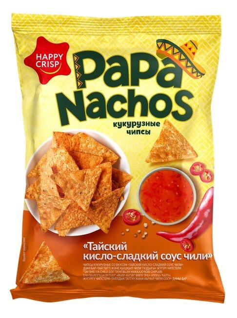 Чипсы Happy crisp Nachos тайский кисло-сладкий чили кукурузные 75 гр., флоу-пак