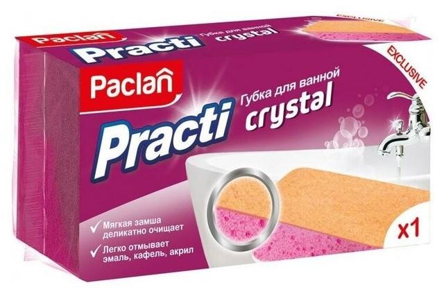 Губка для ванной Paclan Practi Crystal отмывает акрил кафель эмаль 1 штука, флоу-пак