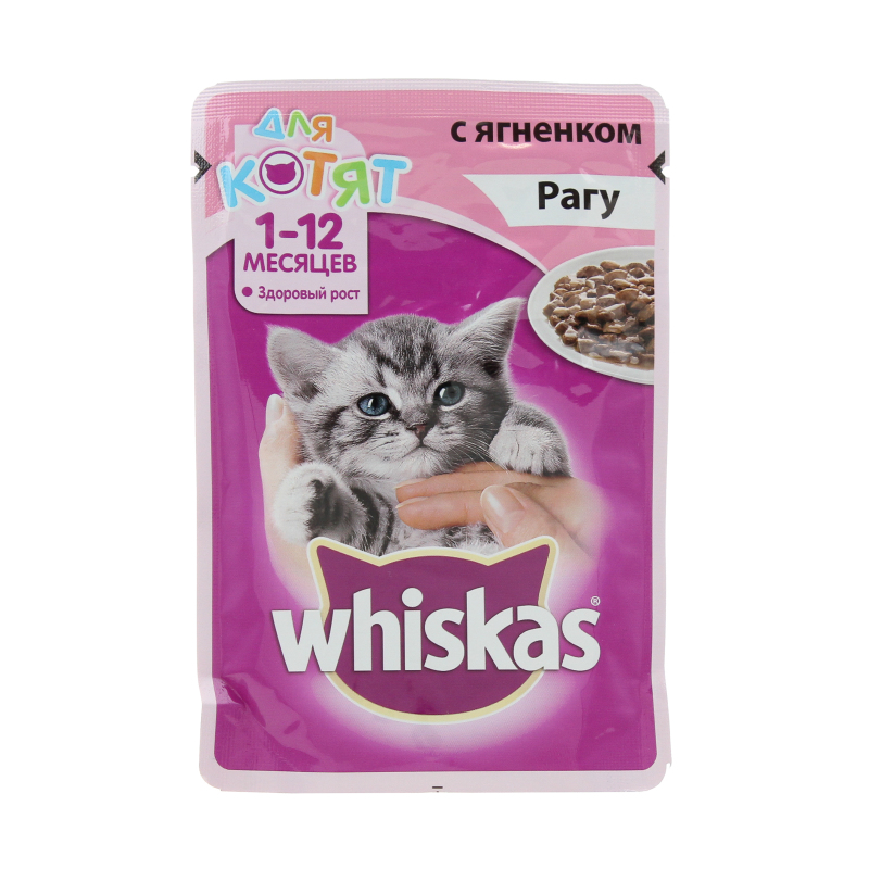 Корм Whiskas влажный для котят рагу с ягненком, 85 гр., пакет