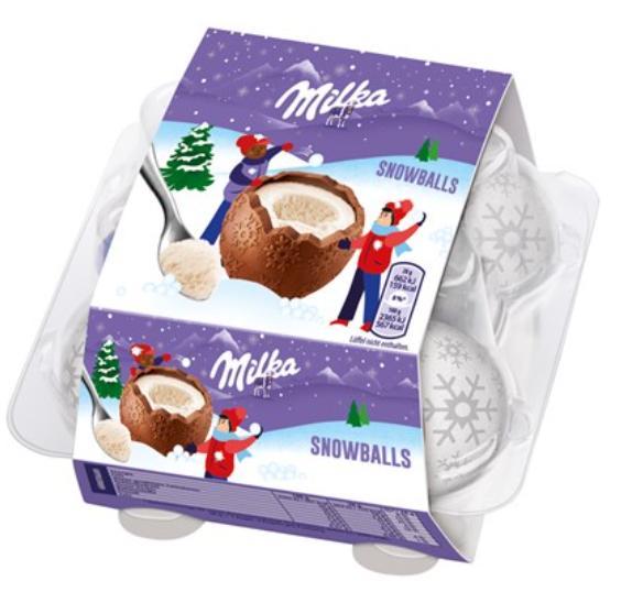 Конфеты Milka Snowballs шарики с молочным кремом 112 гр., картон