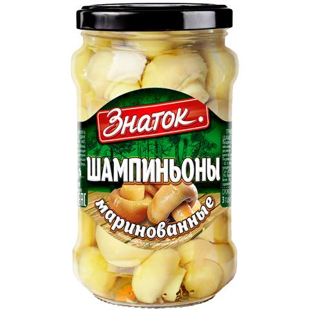 Шампиньоны Знаток маринованные, 280 гр., стекло