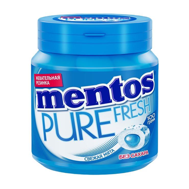 Жевательная резинка Mentos pure fresh свежая мята 100 гр., банка