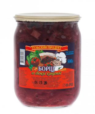 Борщ Тульский продукт со свежей капустой ГОСТ, 500 гр., стекло