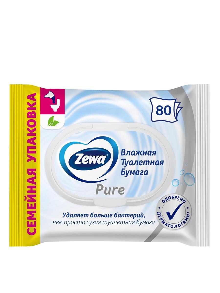 Бумага Zewa туалетная влажная, Pure, флоу-пак