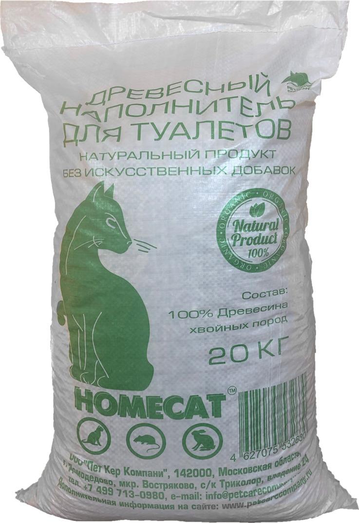 Наполнитель для кошачьего туалета Homecat Древесный мелкие гранулы, 20 кг., пластиковый пакет