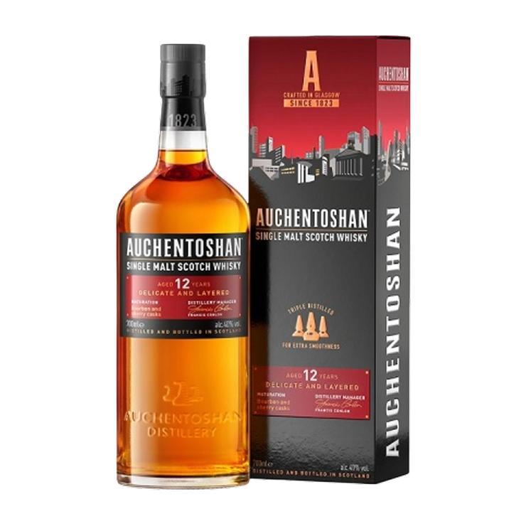 Крепкий спиртной напиток виски Auchentoshan 12 Years Old шотландский односолодовый 40% подарочная упаковка Шотландия 700 мл., картон