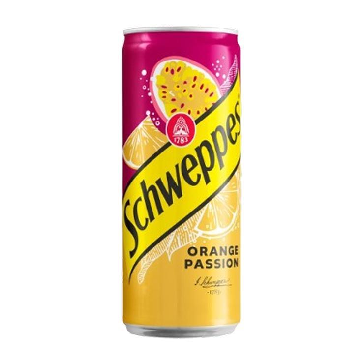 Напиток газированный Schweppes Orange Passion апельсин маракуйя Польша 330 мл., ж/б