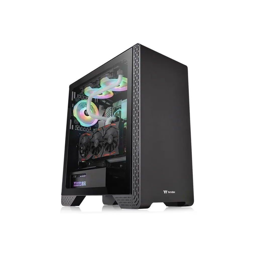 Корпус ATX THERMALTAKE S300 TG, Midi-Tower, без БП, черный [ca-1p5-00m1wn-00]