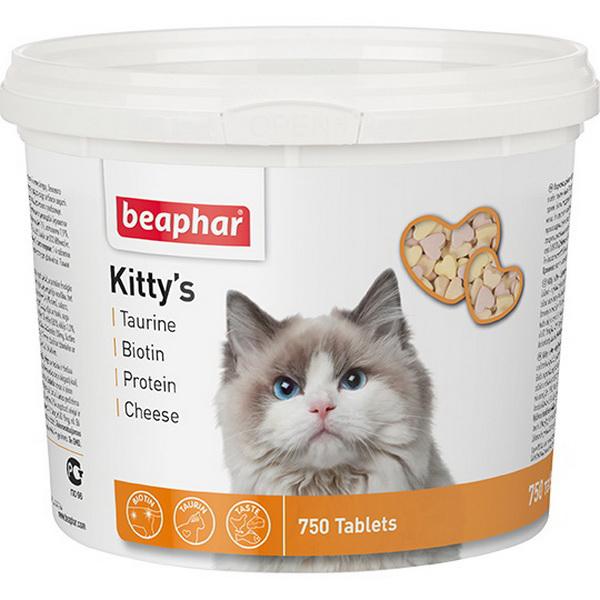 Витаминизированное лакомство для кошек Beaphar Kitty`s Mix сердечки с таурином, биотином, протеином и сыром 750 таб