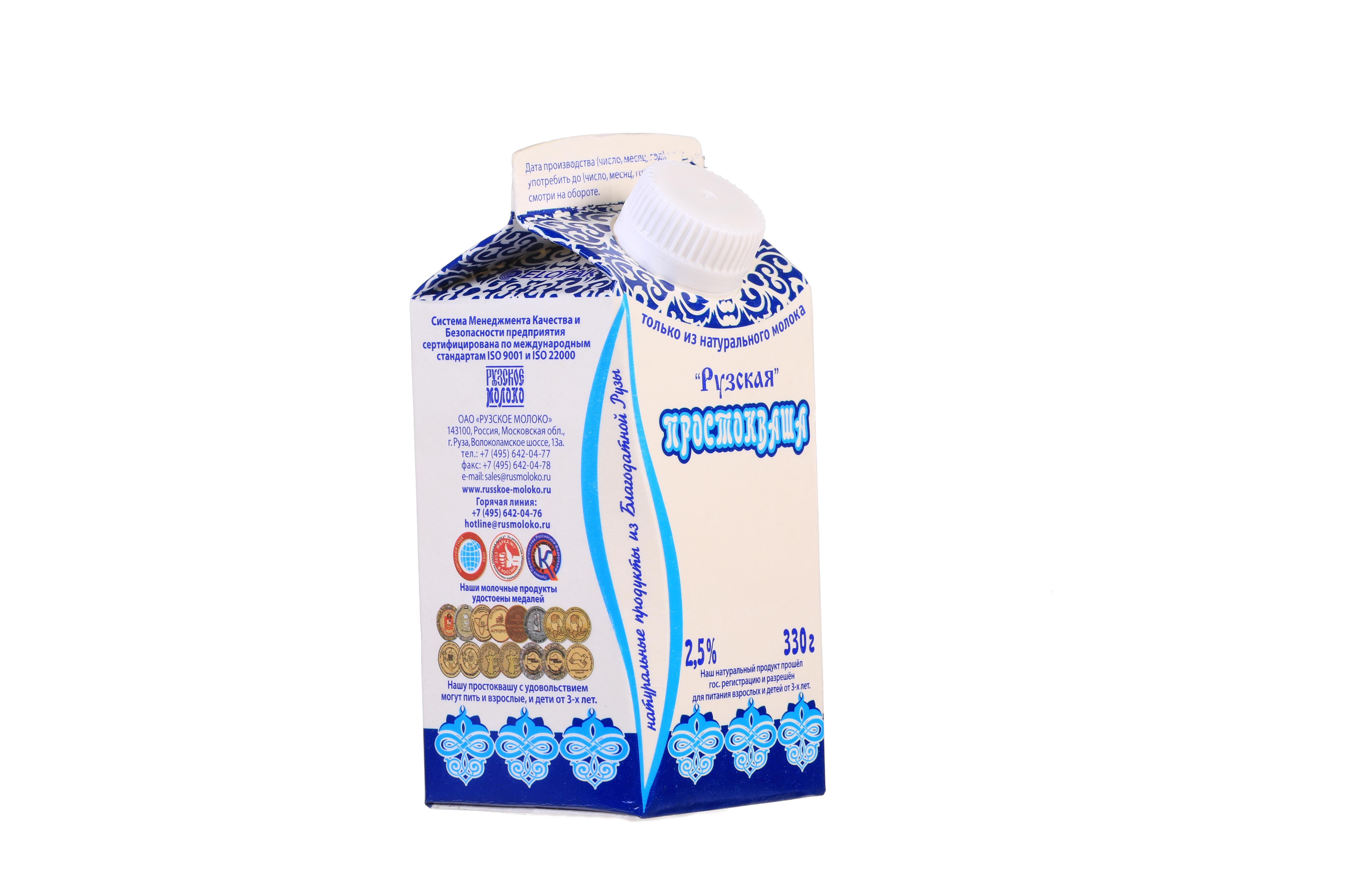 Простокваша Рузская, Рузское молоко, 330 гр., блок