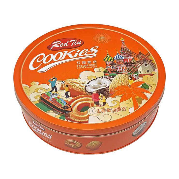 Печенье Huamei Red Tin датское кокосовая стружка 268 гр., ж/б
