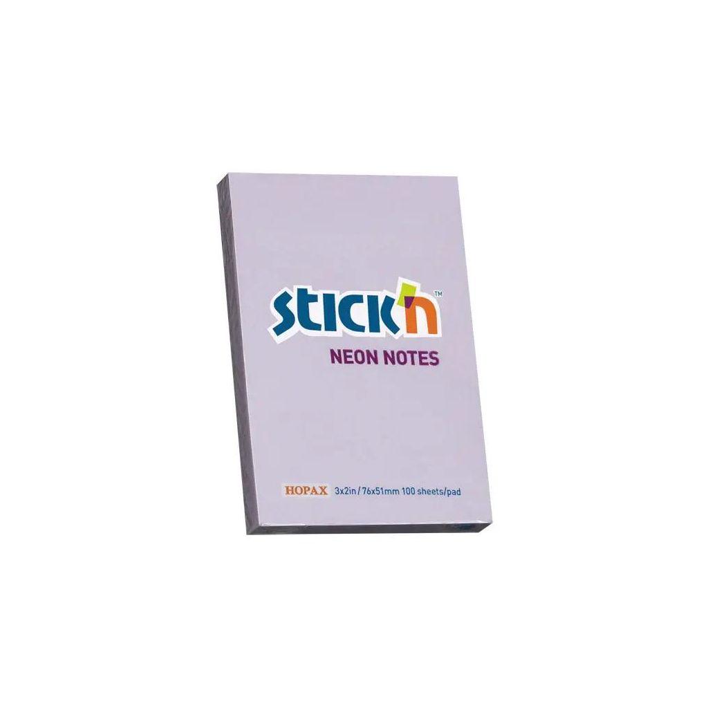 Блок самоклеящийся бумажный Stick'n 21402, 51x76, 100 л, пастель, сиреневый