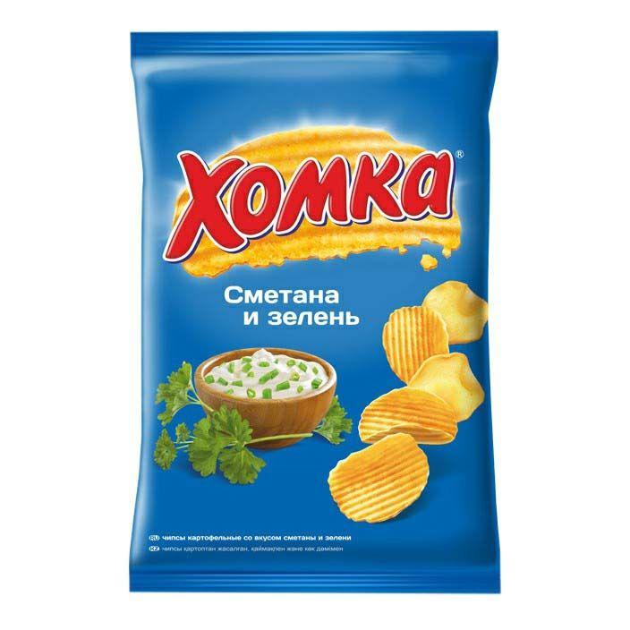 Чипсы Хомка сметана с зеленью 120 гр., флоу-пак