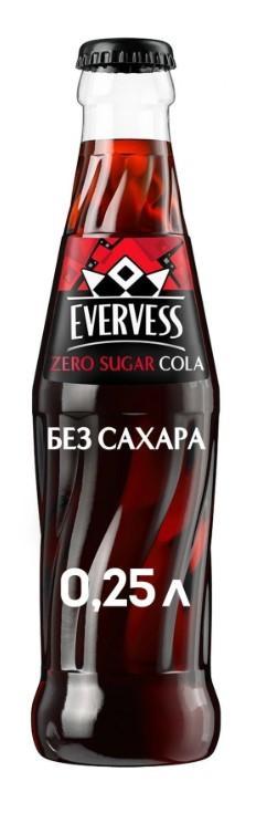 Напиток газированный Evervess Cola Zero Suga без сахара 250 мл., стекло