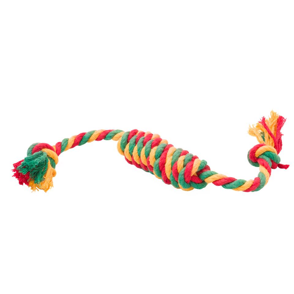 Игрушка Doglike Сарделька канатная 1 штука Dental Knot средняя L40см жёлтый зелёный красный