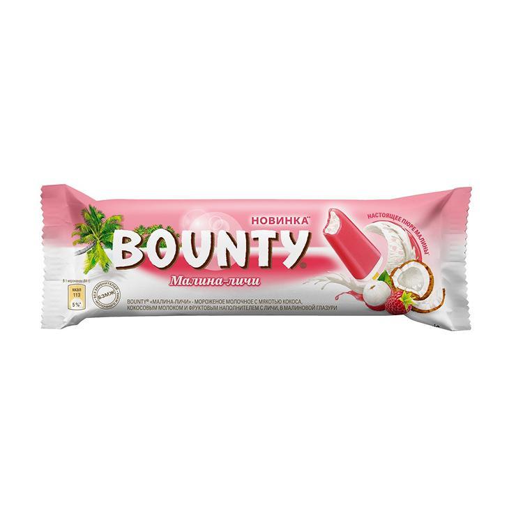 Мороженое экимо Bounty малина личи 64 гр., флоу-пак
