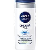 Гель Nivea Свежий уход для душа мужской для чувствительной кожи с молочком бамбука, 250 мл., ПЭТ