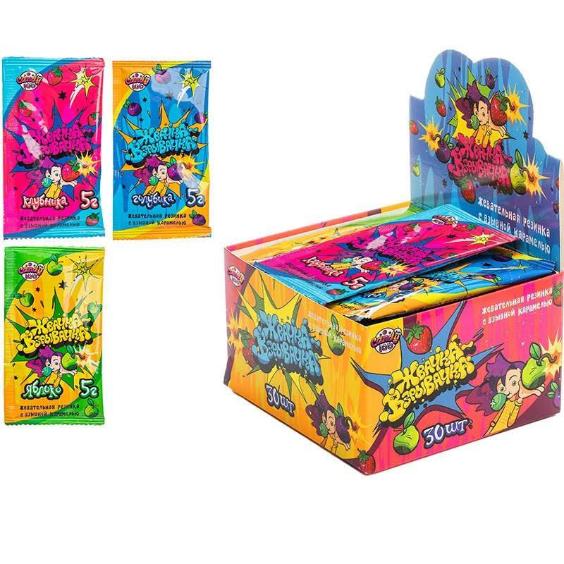 Жевательная резинка Fun Candy Lab с взрывной карамелью Жвачка взрывачка 5 гр., саше