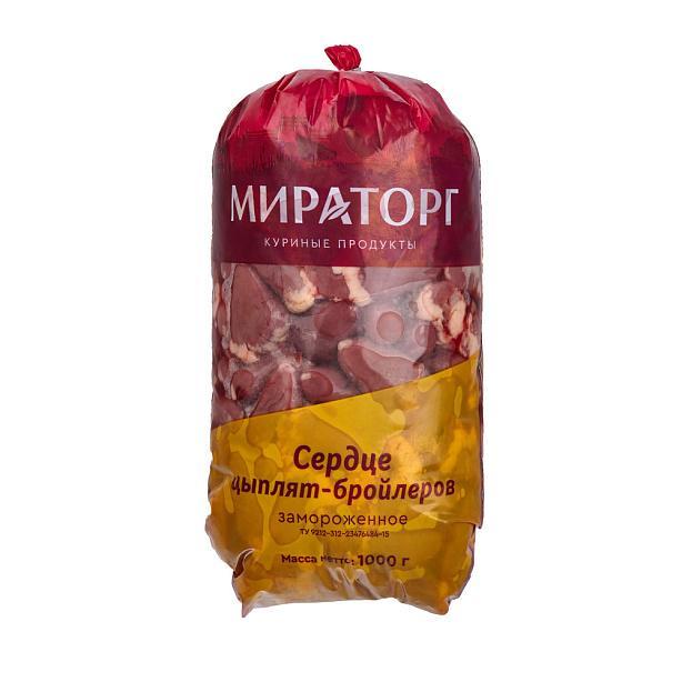 Сердце цыпленка бройлера Мираторг з/м 1 кг., пакет