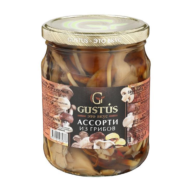 Ассорти из грибов Gustus маринованное 460 гр., стекло