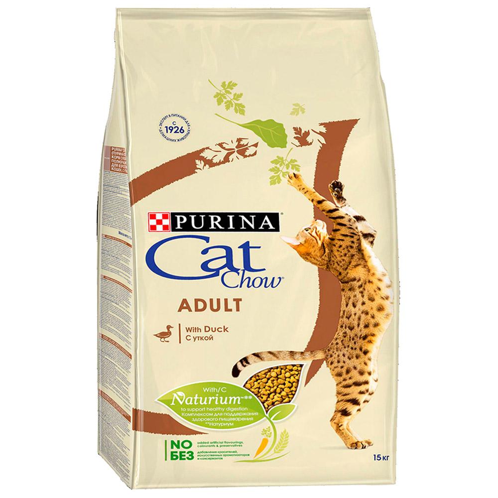 Корм для взрослых кошек Cat Chow Purina с уткой 15 кг., пакет