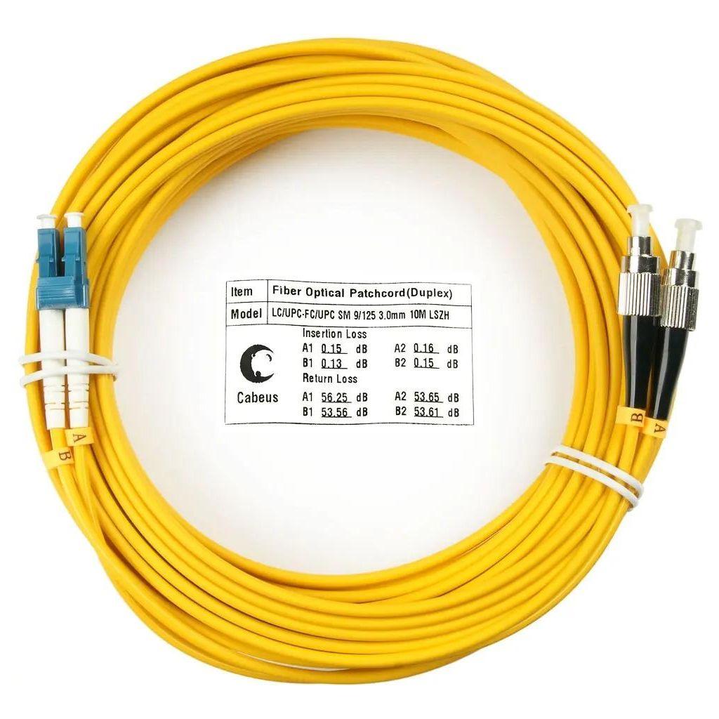 Патч-корд CABEUS 2 9/125 OS2 10м LSZH желтый [fop(d)-9-lc-fc-10m]