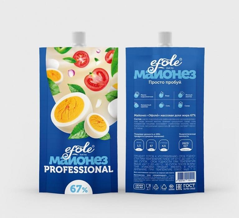 Майонез Efole Professional 67% 380 гр., дой-пак с дозатором