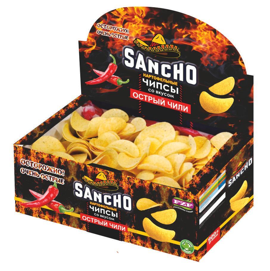 Чипсы картофельные SANCHO со вкусом острый чили 900 гр., картон