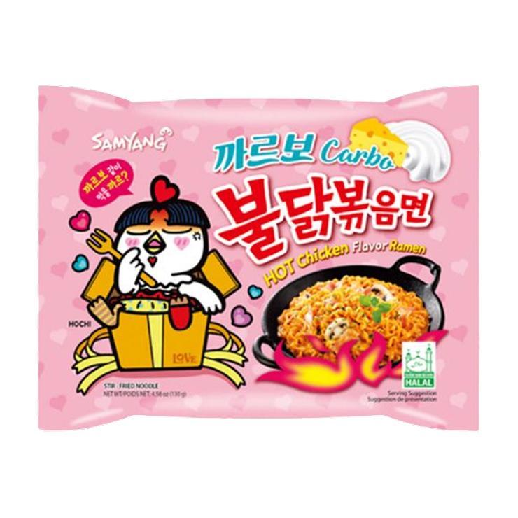 Лапша быстрого приготовления Samyang острая курица в соусе карбонара 130 гр., флоу-пак
