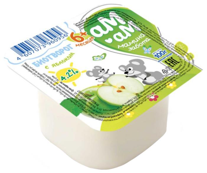 Творог Ам-Ам яблоко 4,2% 100 гр., стакан