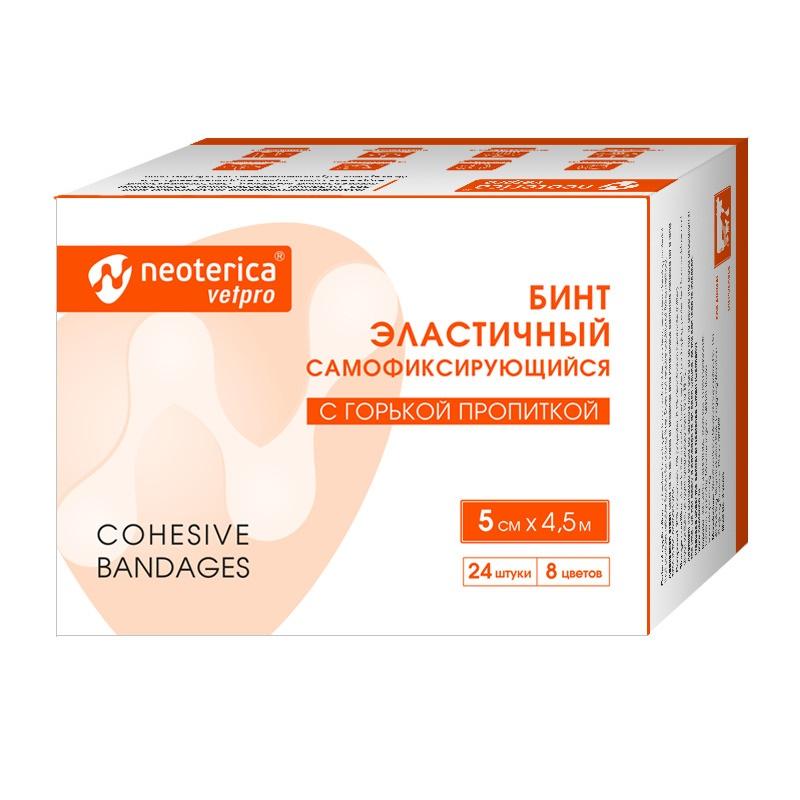 Эластичный бинт NEOTERICA VETPRO самофиксирующийся с горькой пропиткой 5х4,5 см., картон