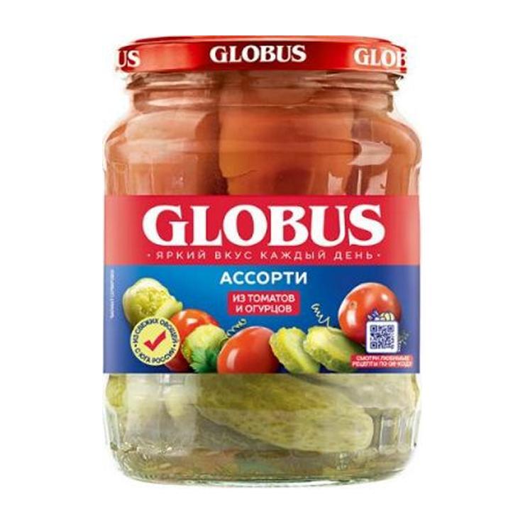 Ассорти Globus маринованное из томатов и огурцов 720 мл., стекло