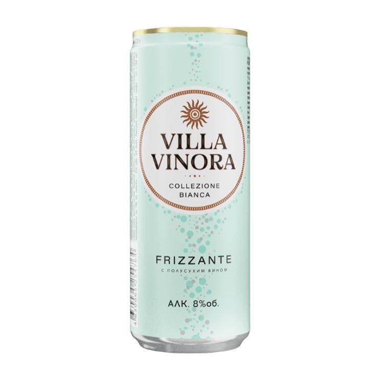 Напиток спиртной газированный Villa Vinora Frizzante семисеко белая коллекция 330 мл., ж/б