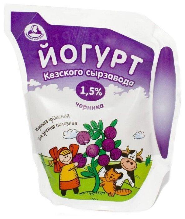 Питьевой йогурт черника 1,5%, Кезский сырзавод, 450 гр, ПЭТ