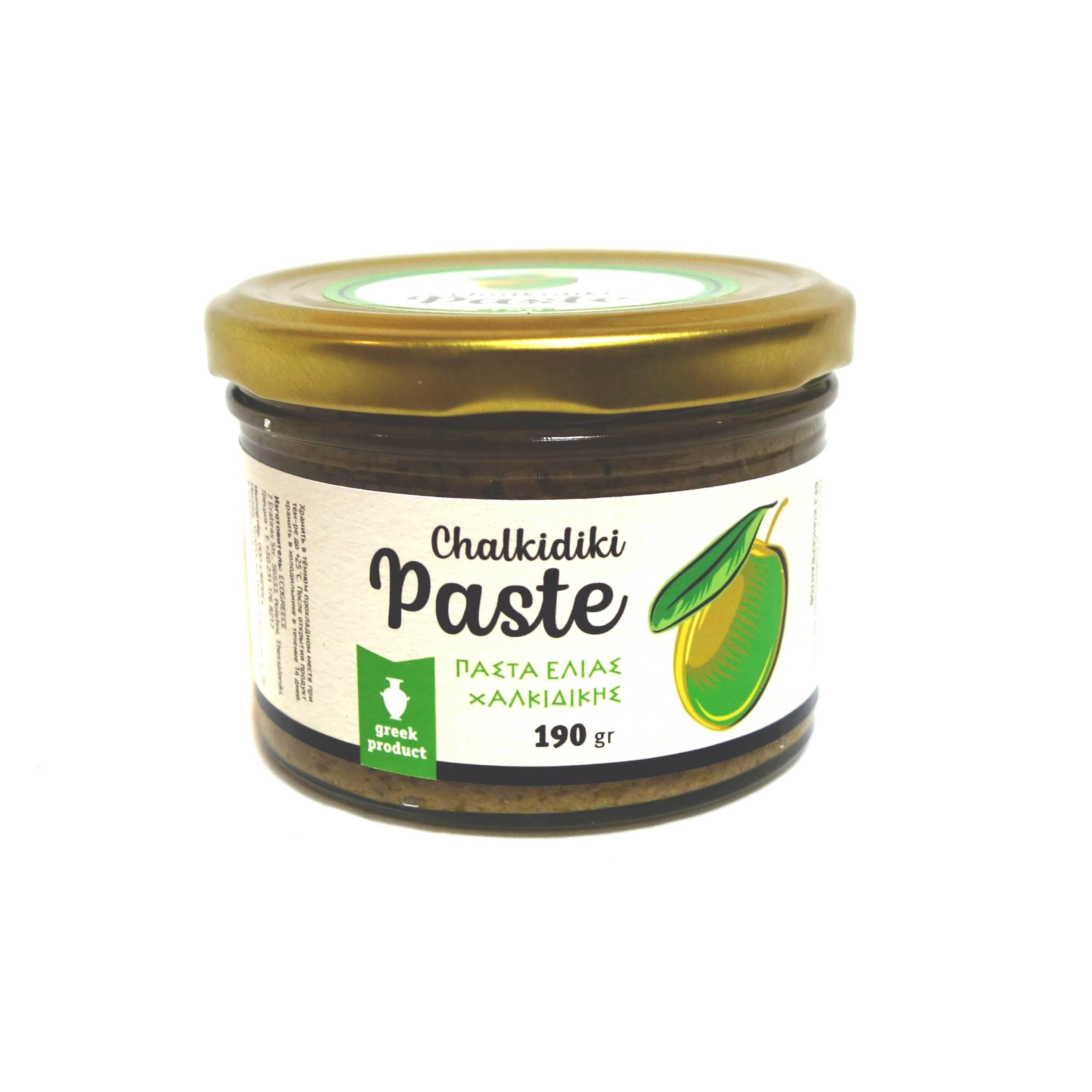 Паста EcoGreece из зелёных оливок Халкидики, 190 гр., стекло