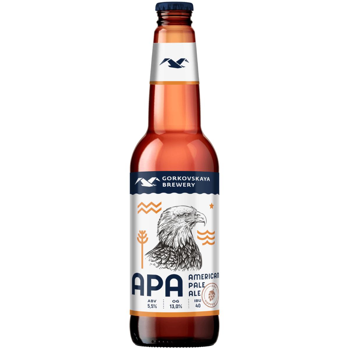 Пиво Gorkovskaya Brewery Американский Пэйл Эль светлое нефильтрованное пастеризованное 5,5% 440 мл., стекло