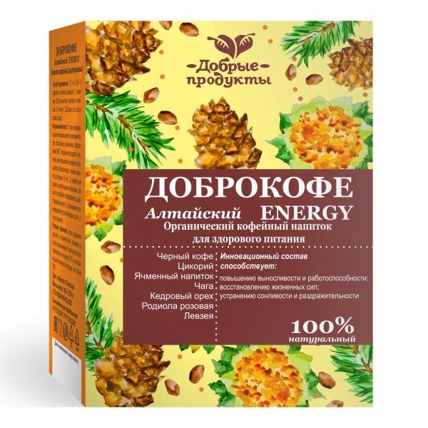 Напиток Добрые продукты, ДОБРОКОФЕ, кофейный Алтайский ENERGY, 100 гр., картон