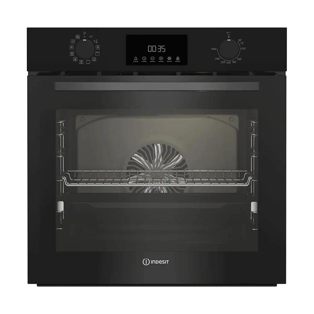 Духовой шкаф электрический Indesit IBFTE 3841 BL, 72л, дверца с 2 стеклами, черный