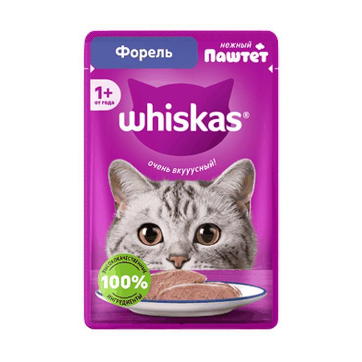 Корм для кошек влажный Whiskas паштет с добавлением форели 75 гр., пауч