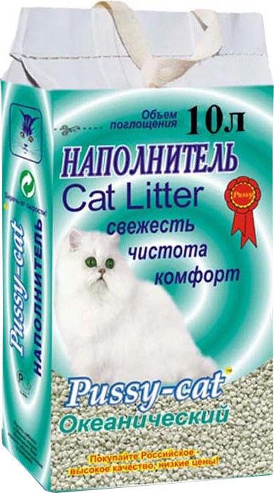 Наполнитель Pussy Cat, для туалета Океанический, 5,1 кг., бумажная упаковка