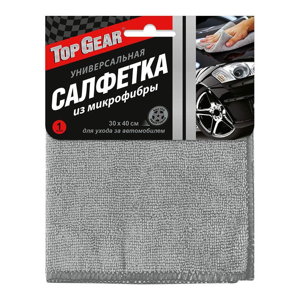 Салфетка для стекол и зеркал Top Gear 30 х 40 см. микрофибра, картон