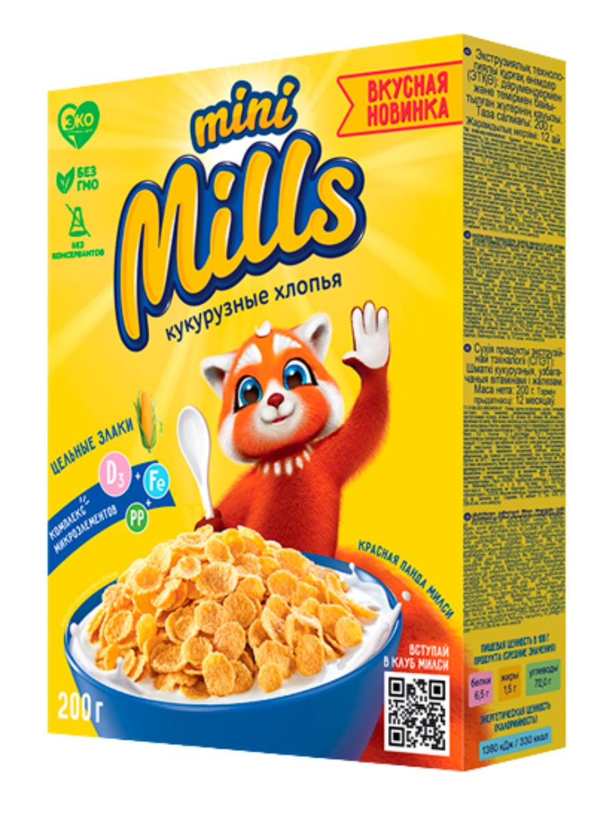 Хлопья Mini Mills кукурузные 200 гр., картон