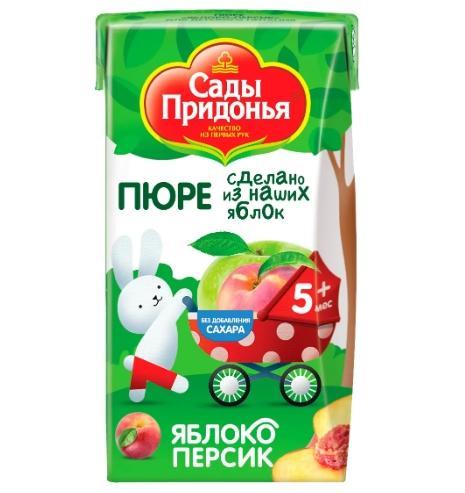 Пюре Сады Придонья яблоко-персик 125 гр., тетра-пак