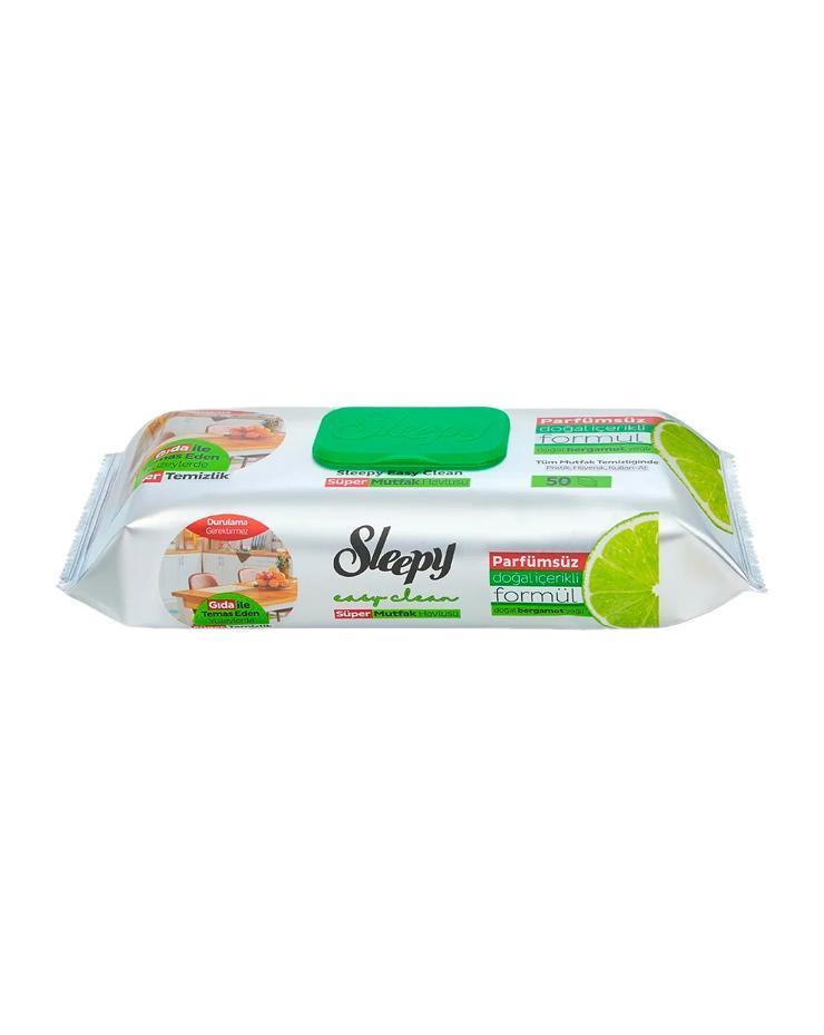Влажные полотенца для уборки кухни Sleepy 50 штук с маслом грейпфрута, флоу-пак