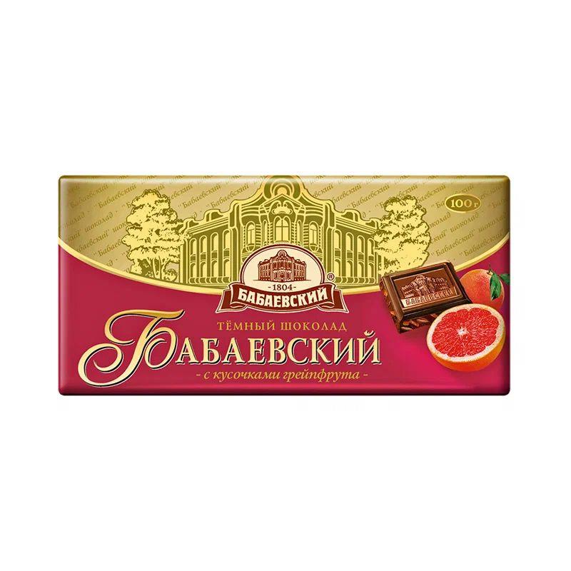 Шоколад Бабаевский темный с кусочками грейпфрута 90 гр., обертка