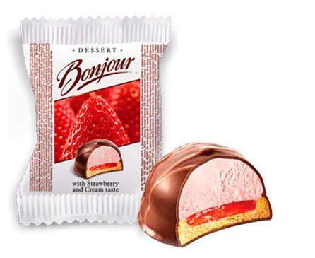 Десерт Bonjour Souffle клубника, 29 гр., флоу-пак