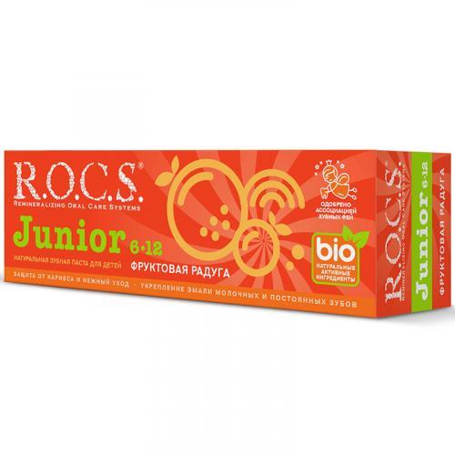 Зубная паста детская 6-12 лет R.O.C.S. Junior Фруктовая радуга, 74 гр., картонная коробка