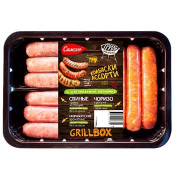 Колбаски Самсон Grill box ассорти чоризо нюрнбергские охлажденные 400 гр., лоток